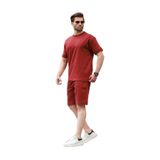 Madmext Bordo Baskılı%100 Pamuklu Erkek Şort Tişört Takım E7312,Bordo M