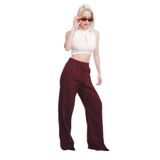 Madmext Bordo Beli Büzgülü Bol Paça Kadın Pantolon Mg2011,Bordo S