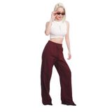 Madmext Bordo Beli Büzgülü Bol Paça Kadın Pantolon Mg2011,Bordo XL