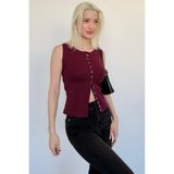 Madmext Bordo Bisiklet Yaka Düğmeli Kadın Bluz MG2638