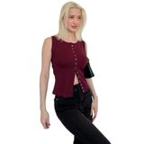 Madmext Bordo Bisiklet Yaka Düğmeli Kadın Bluz Mg2638,Bordo M