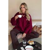 Madmext Bordo Bisiklet Yaka Örgü Desen Kadın Triko Kazak MG2601 - Standart