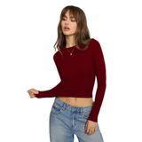 Madmext Bordo Bisiklet Yaka Slim Fit Kadın Body Mg2564,Bordo L