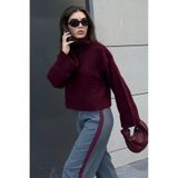 Madmext Bordo Boğazlı Kadın Triko Kazak Mg2255,Bordo L