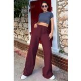 Madmext Bordo Bol Paça Müslin Kadın Pantolon MG1980