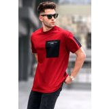 Madmext Bordo Cep Detaylı Basic Erkek Tişört