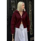 Madmext Bordo Çift Fermuarlı Kadın Triko Hırka Mg2532,Bordo S