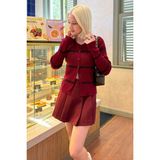 Madmext Bordo Çizgili Kadın Triko Hırka MG2481