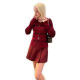 Madmext Bordo Çizgili Kadın Triko Hırka Mg2481,Bordo L