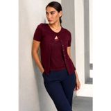 Madmext Bordo Dantel Detaylı Slim Fit Kısa Kol Kadın Hırka Mg2710