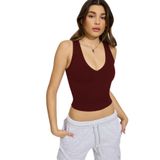 Madmext Bordo Derin V Yaka%100 Pamuklu Basic Kadın Atlet Mg2405,Bordo L