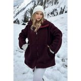 Madmext Bordo Dik Yakalı Cepli Peluş Mont MG1966 - S
