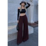 Madmext Bordo Dökümlü Cepli Krep Kumaş Wide Leg Pantolon MG2668