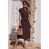Madmext Bordo Gömlek Yaka Uzun Elbise MG1743 - XL