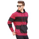 Madmext Bordo Kapüşonlu Çizgili Erkek Sweatshirt 6144,Bordo L