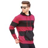 Madmext Bordo Kapüşonlu Çizgili Erkek Sweatshirt 6144,Bordo M