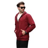 Madmext Bordo Kapüşonlu Fermuarlı Erkek Hırka 7070,Bordo S
