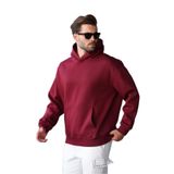 Madmext Bordo Kapüşonlu Kanguru Cep Erkek Sweatshirt E7169,Bordo S