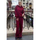 Madmext Bordo Kapüşonlu Triko Kadın Eşofman Takımı MG2237