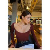 Madmext Bordo Kayık Yaka Kadın Body MG1840