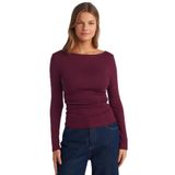 Madmext Bordo Kayık Yaka Uzun Kollu Kadın Bluz Mg2267,Bordo L