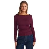 Madmext Bordo Kayık Yaka Uzun Kollu Kadın Bluz Mg2267,Bordo S