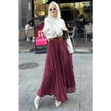 Madmext Bordo Kırışık Desen Midi Boy Kadın Etek MG2266
