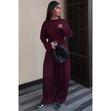 Madmext Bordo Likralı Modal Şalvar Takım MG2784