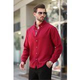 Madmext Bordo Mavisi Uzun Kollu Oversize Erkek Gömlek 6735