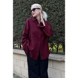 Madmext Bordo Muslin Kumaş Basic Kadın Gömlek Mg1660,Bordo M