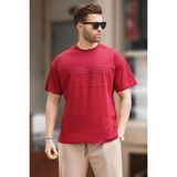 Madmext Bordo Oversize Bisiklet Yaka Baskılı Erkek Tişört 7018 - XL