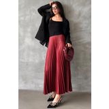 Madmext Bordo Pileli Kadın Etek MG2318