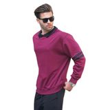 Madmext Bordo Polo Yaka Oversize Kolu Şeritli Erkek Sweatshirt 7048,Bordo M