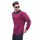 Madmext Bordo Polo Yaka Oversize Kolu Şeritli Erkek Sweatshirt 7048,Bordo XL