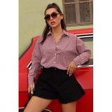 Madmext Bordo Pötikareli Uzun Kollu Kadın Gömlek Mg2386,Bordo S
