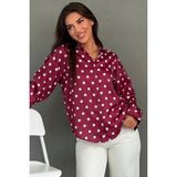 Madmext Bordo Puantiyeli Saten Kadın Gömlek MG2869