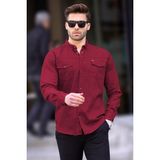 Madmext Bordo Rahat Kalıp Gabardin Erkek Gömlek 6810 - S