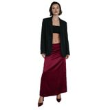 Madmext Bordo Saten Midi Boy Şık Kadın Etek Mg2637,Bordo M