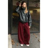 Madmext Bordo Stoperli Barrel Fit Şardonlu Kadın Eşofman Altı MG2687