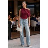 Madmext Bordo Tek Omuz Modern Kesim Şık Kadın Bluz MG2669