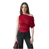 Madmext Bordo Tek Omuz Modern Kesim Şık Kadın Bluz Mg2669,Bordo M