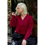 Madmext Bordo V Yaka Kadın Triko Hırka Mg2462