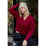Madmext Bordo V Yaka Kadın Triko Hırka Mg2462,Bordo M
