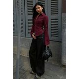 Madmext Bordo Vücuda Oturan Slim Fit Kadın Gömlek MG2659 - XL