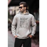 Madmext Boyalı Gri Baskılı Kapüşonlu Cep Detaylı Erkek Sweatshirt 7062