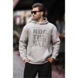 Madmext Boyalı Gri Baskılı Kapüşonlu Cep Detaylı Erkek Sweatshirt 7062,Boyalı Gri 2XL