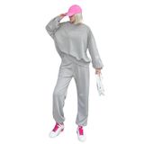 Madmext Boyalı Gri Bisiklet Yaka Arma Detaylı Kadın Eşofman Takımı Mg2186,Boyalı Gri S