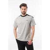 Madmext Boyalı Gri Bisiklet Yaka Baskılı Erkek Tişört E7114 - XL