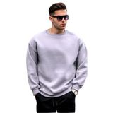 Madmext Boyalı Gri Bisiklet Yaka Oversize Şardonlu Basic Erkek Sweatshirt 6048,Boyalı Gri S