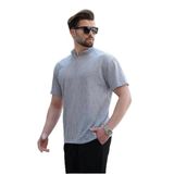 Madmext Boyalı Gri Hakim Yaka Erkek Basic Tişört E7148,Gri M